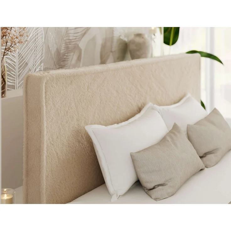 Design Polsterbett LUMARO CLASSIC 180x200 cm mit Lattenrost & 12cm hohen Füßen, Doppelbett mit Kopfteil, Konfigurierbar, Pocket Matratze - Beige Plüsch - VIRE LUX – Bild 3