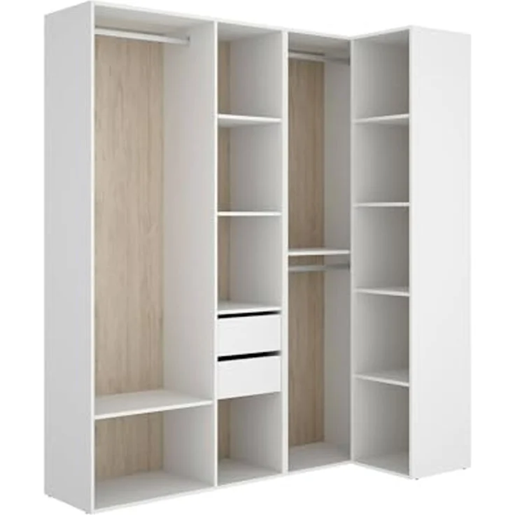 Dmora - Großer Kleiderschrank Capenardo, Schlafzimmermöbel, Schrank, Garderobe, 183x85 h205 cm, Weiß und Eiche – Bild 2