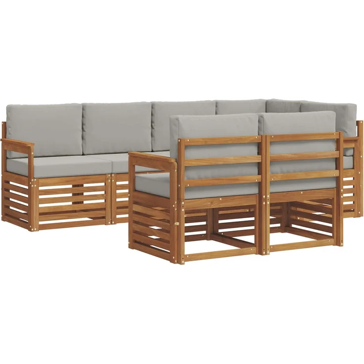 vidaXL Outdoor-Sofagarnitur 7 stk. 7-Sitzer Natur und Hellgrau 3374956 – Bild 2