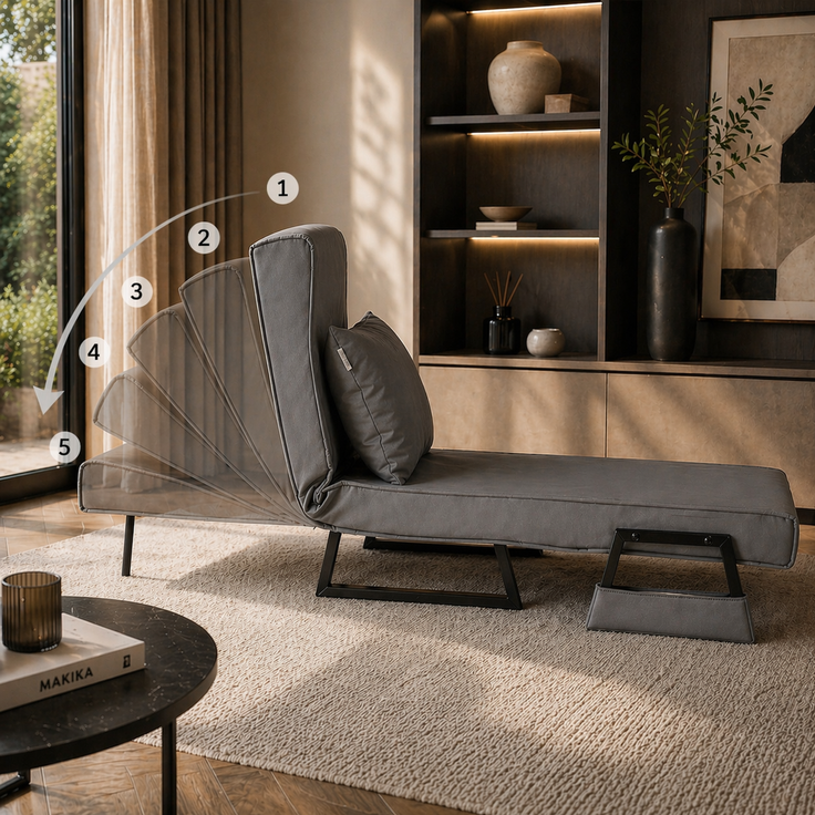 Makika Schlafsessel Schlafsofa Rio klappbar - in Grau – Bild 2