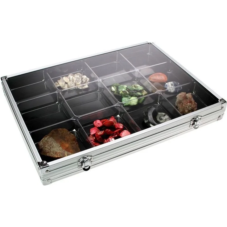 Safe-Album Münzetui SAFE Sammelvitrine aus Aluminium – Für Mineralien & Sammlerstücke