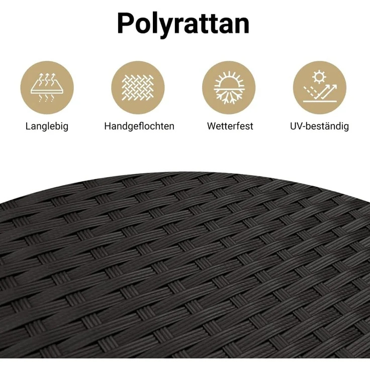 vidaXL 7-tlg. Garten-Sofagarnitur mit Kissen Schwarz Poly Rattan 3272217 – Bild 4