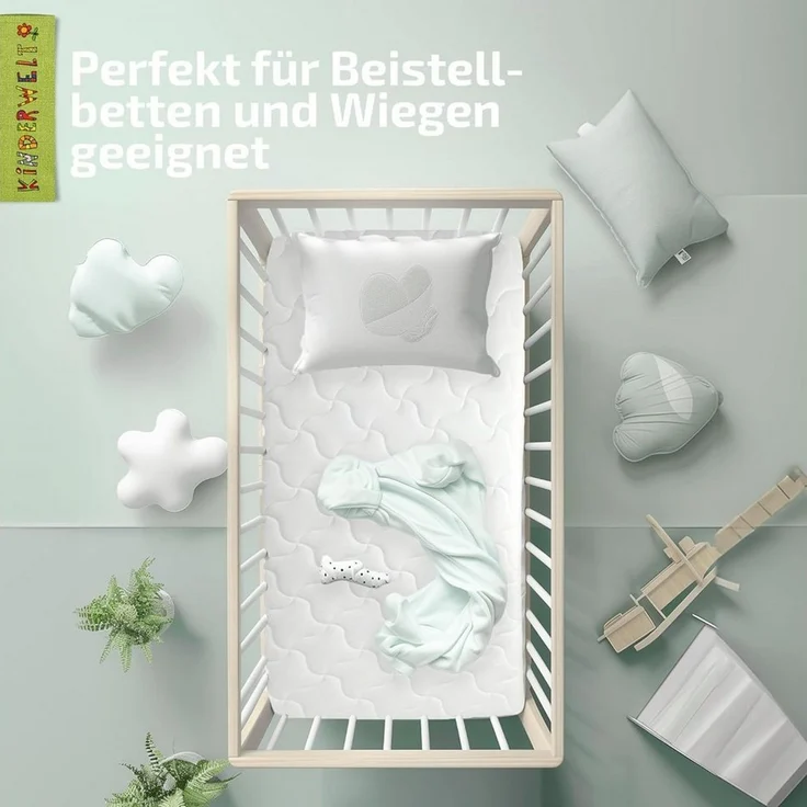 KiNDERWELT Babymatratze 40 x 90 x 10 cm, Schaumkernmatratze Komfortbezug gesteppt, Matratze für Kinderbett, Schaumstoffmatratze Kinder, Made in Germany – Bild 3