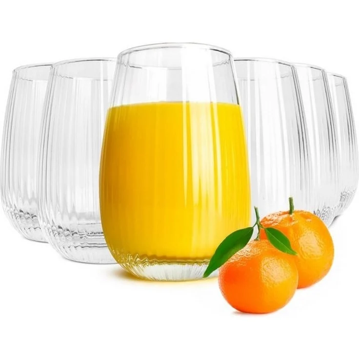 6 Trinkgläser 350ml (max. 400ml) mit geriffelter Oberfläche Cocktailgläser Saftgläser – Bild 4
