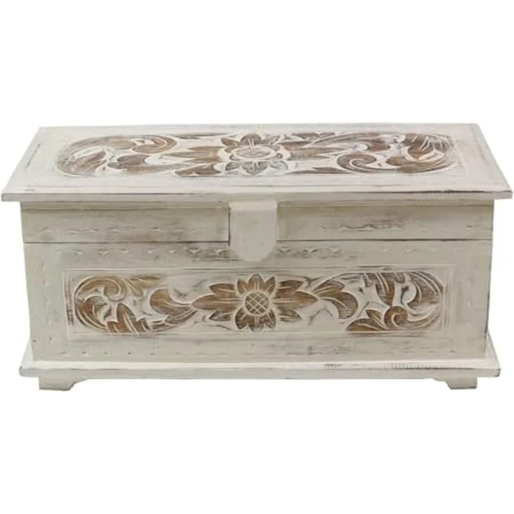 Oriental Galerie Truhe Weiße Truhe Blumen Mittel 50 cm Design 2 – Bild 3