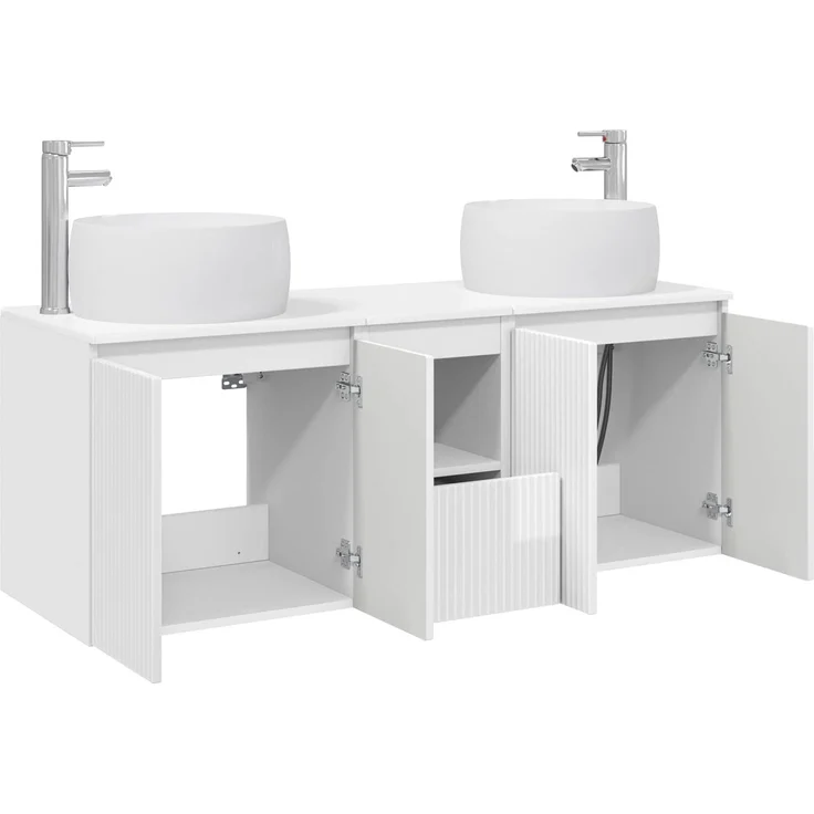 vidaXL Badezimmerschrank-Set 3 stk. Hochglanz Weiß 129 x 44,5 x 80 cm 3405721 – Bild 4