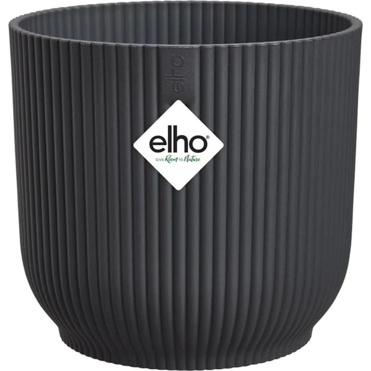 elho Vibes Fold Rund 47 Pflanzentopf - Blumentopf für Innen - 100% recyceltes Plastik - Ø 47 x H 43.6 - Schwarz/Anthrazit