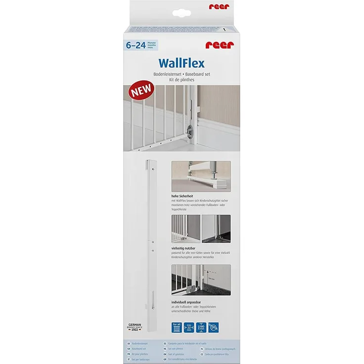 reer WallFlex Bodenleistenset, Befestigungsleisten für Schutzgitter, Kindersicherung, Kinder Sicherung, 46060