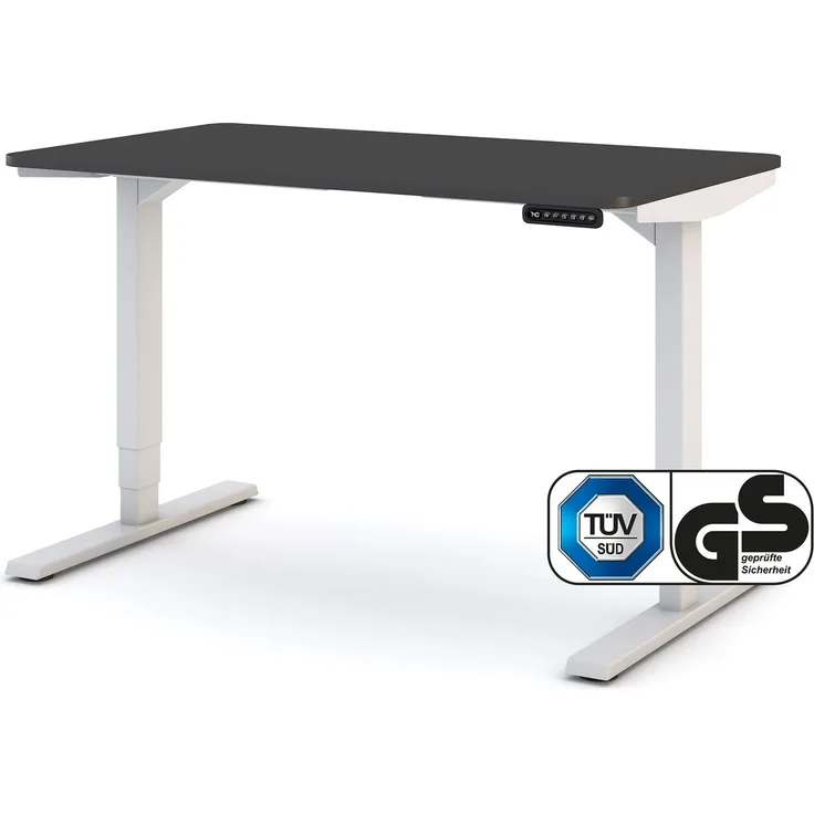 ASSMANN Elektrisch höhenverstellbarer Schreibtisch Y-Line Curved 120x70cm Anthrazit Signalweiß Metall Holz