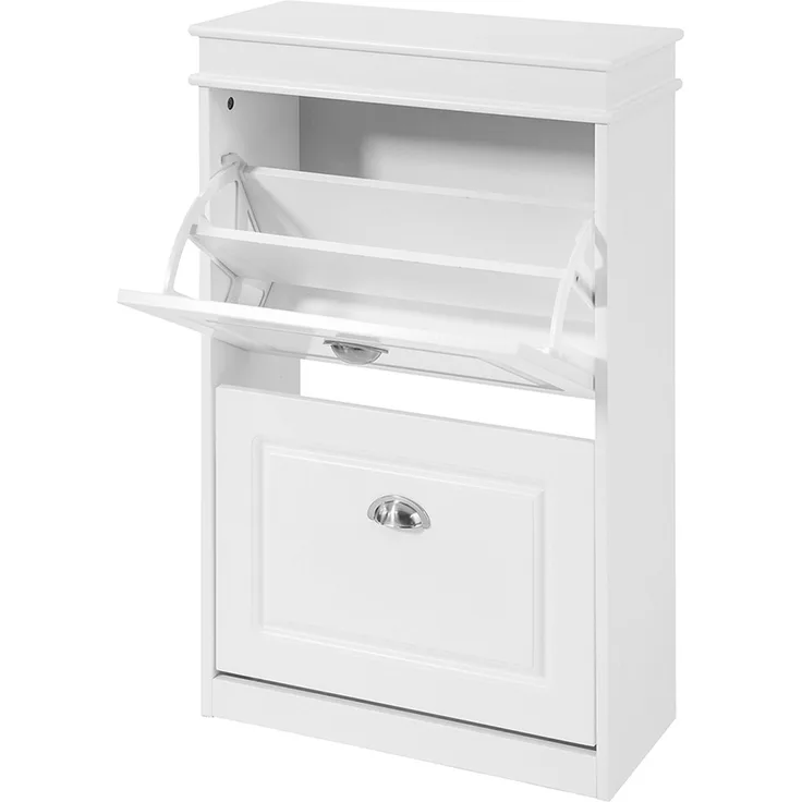 SoBuy FSR64-W Schuhbank, MDF, Lackiert, Weiß, 104 x 51 x 24 cm