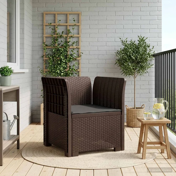 vidaXL 1-Sitzer Sessel mit Kissen Rattan-Look PP Braun 8011857 – Bild 1