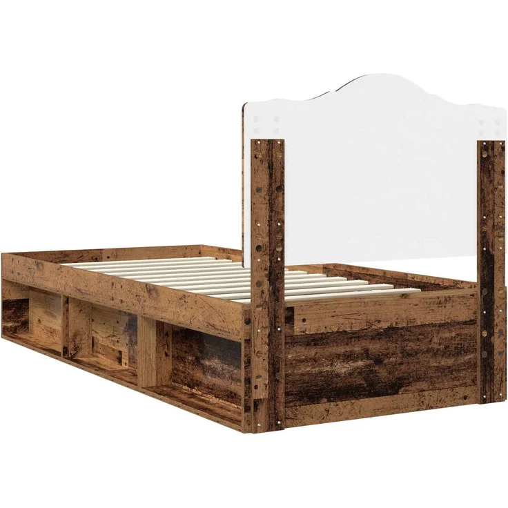 vidaXL Bettrahmen Altholz 75 x 190 cm Massives Kiefernholz 3413378 – Bild 9