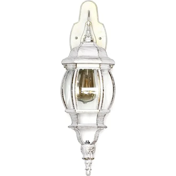Licht-Erlebnisse Wandleuchte Aussen Vintage, Außenlampe Weiß Gold, H:54 cm, IP44, E27, für Terrasse und Balkon – Bild 5