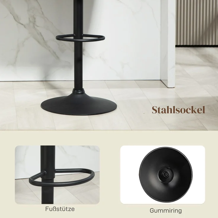 Barhocker 2er-Set, Schalenrücken, höhenverstellbar, Fußstütze, für Küche oder Esszimmer, Metallbasis, Dunkelgrau--Dunkelgrau--110x53x59cm--YOUDENOVA – Bild 10