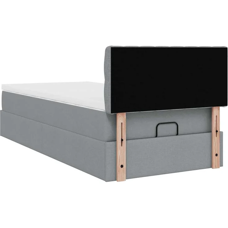 vidaXL Ottoman-Bett mit Matratze Hellgrau 100x200 cm Stoff 3311518 – Bild 9