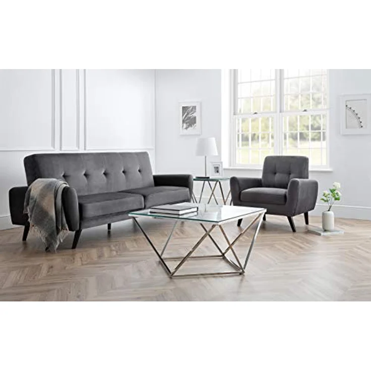 Julian Bowen Monza Sofabett aus dunkelgrauem Samt – Bild 13