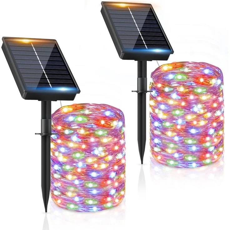 FIFlying Solar Lichterkette Aussen, 2x16M 160 LED Solarlichterkette Außen Wetterfest 8 Modi IP65 Wasserdicht Solar Lichterkette Outdoor für Balcony Garten Zaun Camping Hof Party Hochzeit