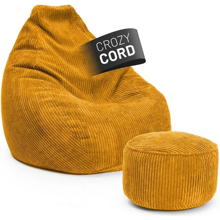 Lumaland Relax Set Cord – Sitzsack Giant + Pouf | Besser als Sofa, Sessel & Co. | XXL Bean Bag + Sitzpouf Hocker mit Füllung (EPS Perlen) für Indoor | Bodensofa für Wohnzimmer, Schlafzimmer & Gaming – Bild 1