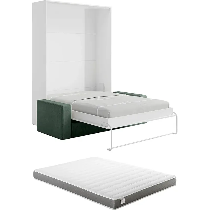 Vente-unique - BEGANIO Bett Holz, Platte Weiß - B 123 cm239,2 cm x H 225 cm x L 200 cm – Bild 7