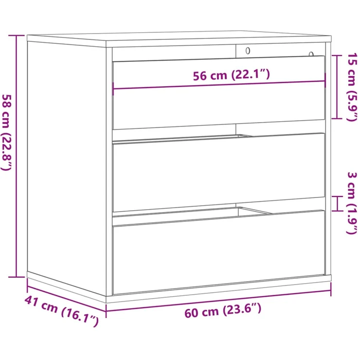 vidaXL Kommode Räuchereiche 60x41x58 cm Holzwerkstoff 852847 – Bild 10