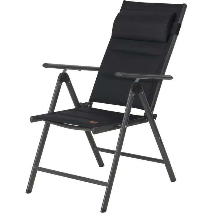 CampFeuer Klappstuhl Campingstuhl, Schwarz, 7-fach verstellbar, Gartenstuhl Hochlehner