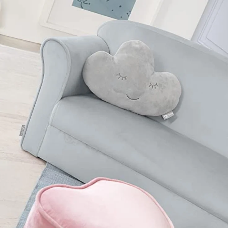 roba Kindersofa 'Lil Sofa' mit Armlehnen - Bequeme Kindercouch mit Samtstoff - Silbergrau – Bild 8