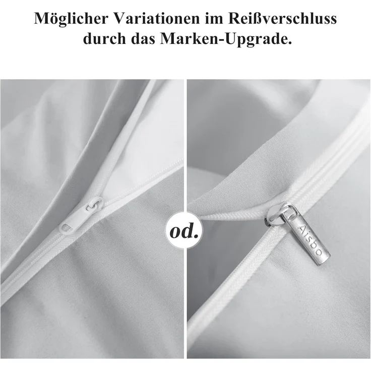 Bettwäsche Set 135x200cm 4 tlg Hellgrau Mikrofaser Reißverschluss – Bild 6