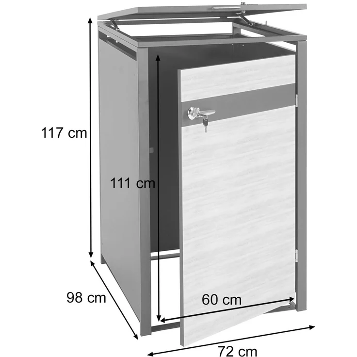 XL 1er/2er-Mülltonnenverkleidung HWC-J82, Mülltonnenbox, Metall 38kg, anthrazit ~ Kirsche-Holzoptik dunkelbraun – Bild 3