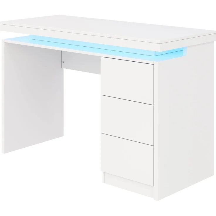 ZUBALIYA Moderner LED-Schreibtisch 120×50×78,5 cm – Computertisch mit drei Schubladen, verlängerter und verbreiterter Arbeitsfläche, verstärkten Beinen, einstellbarer LED-Beleuchtung, geeignet für Homeoffice – Bild 7