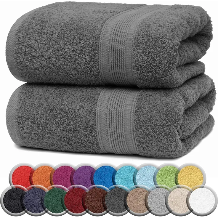 NatureMark 2er Pack SAUNATÜCHER Premium Qualität 80x200 cm SAUNATUCH Sauna-Handtuch 100% Baumwolle Farbe: Anthrazit Grau