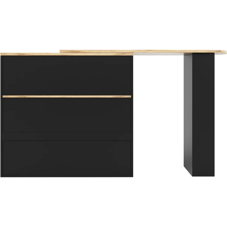 Bartisch 105 x 39 x 102 cm, 360° drehbar, mit 4 Schubladen und offenen Ablagen, Schwarz – Bild 21