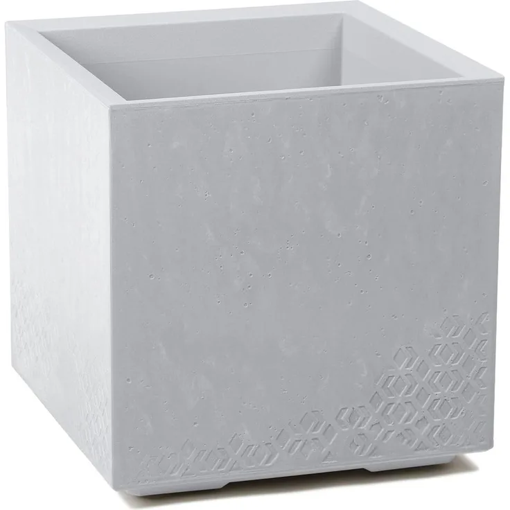 LAMELA Pflanzkübel mit Rollen 40 cm, 36L – Blumentopf aus Kunststoff in Betonoptik – Übertopf mit Wasserablauf – Modern für Innen & Außen - Wetterfest & Pflegeleicht, Hellgrau