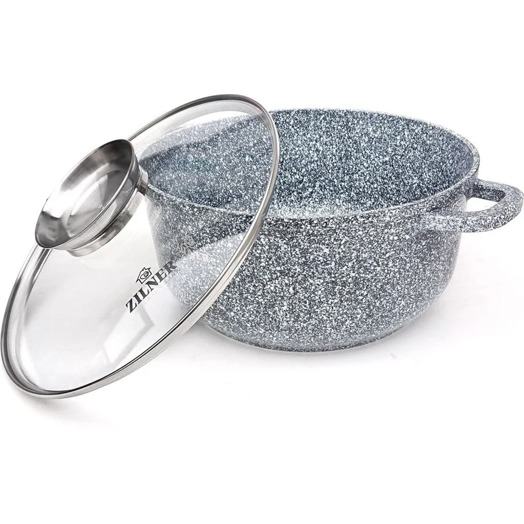 Zilner Topf-Set Graue Töpfe mit Keramik-marmorbeschichtung, Induktionstöpfe, Aluminium, Keramik (10-tlg) – Bild 2