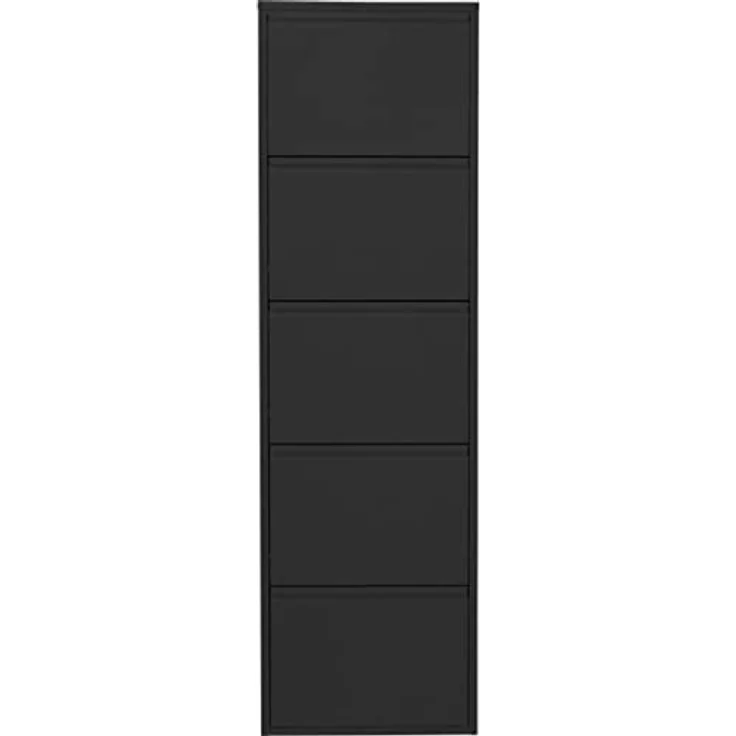Kare Design Schuhschrank Caruso, Schwarz, Stahl, mit 5 Klappen, Schuhablage für 10 Paar Schuhe, schmal, platzsparend, hoch, Schuhregal, Eingangsbereich, 173 x 50 x 15 cm (H/B/T) – Bild 2