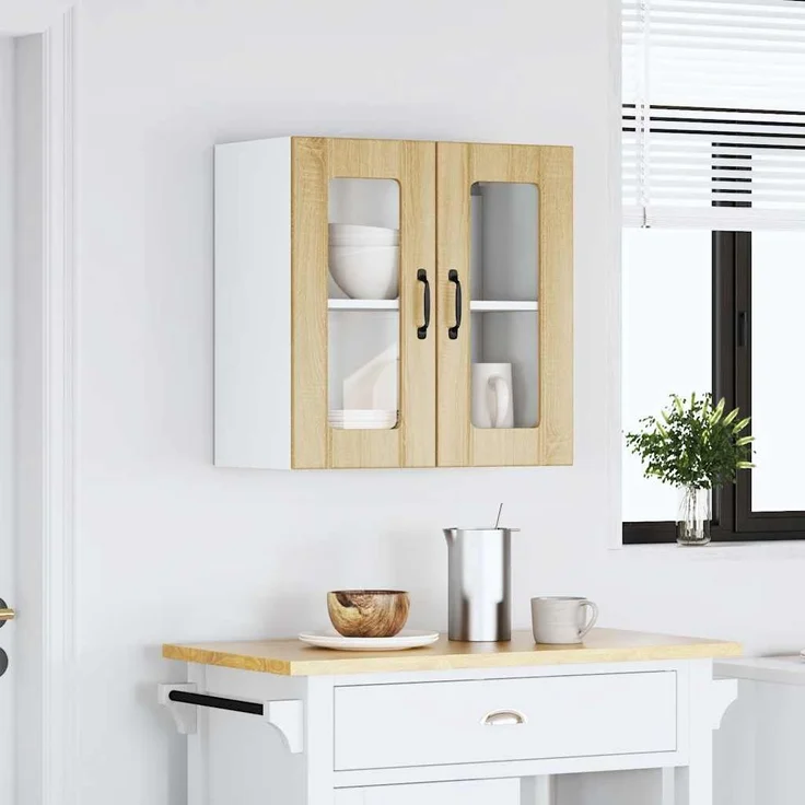 vidaXL Küchen-Hängeschrank mit Glastür Lucca Sonoma-Eiche Holzwerkstoff 853910 – Bild 2