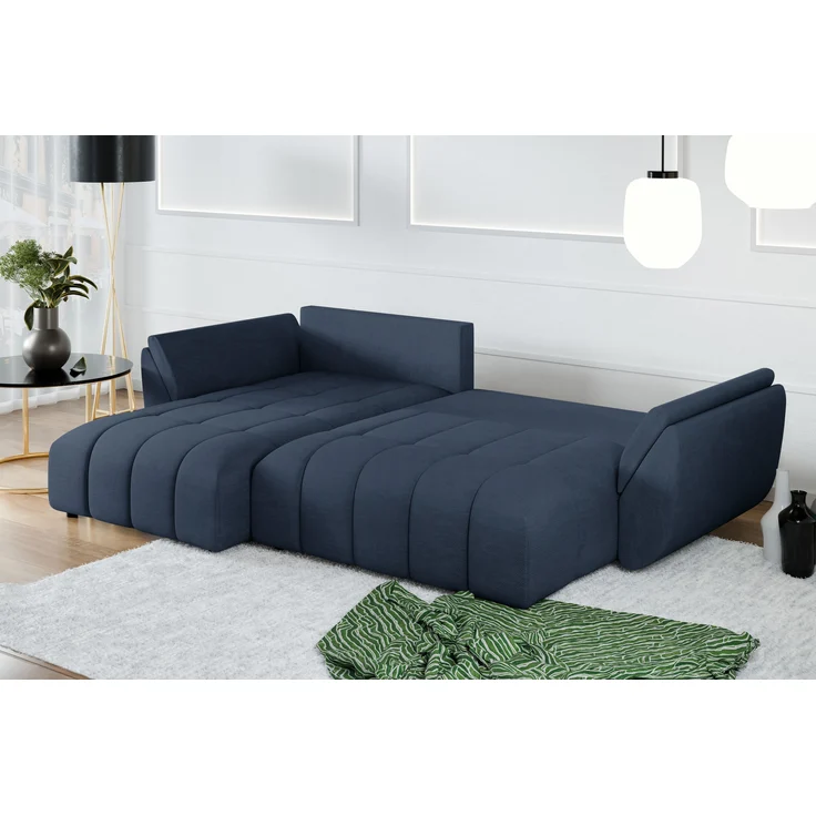 AX LIVING Eckcouch blau Verciani Schlaffunktion Bettkasten 280cm – Bild 3