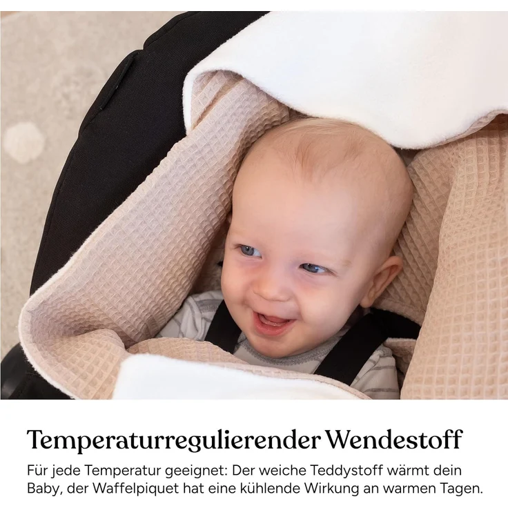 Einschlagdecke Babyschale, Babydecke für Kindersitz oder Kinderwagen, Ehrenkind, kuschelige Decke für Babys, Für das ganze Jahr – Bild 7