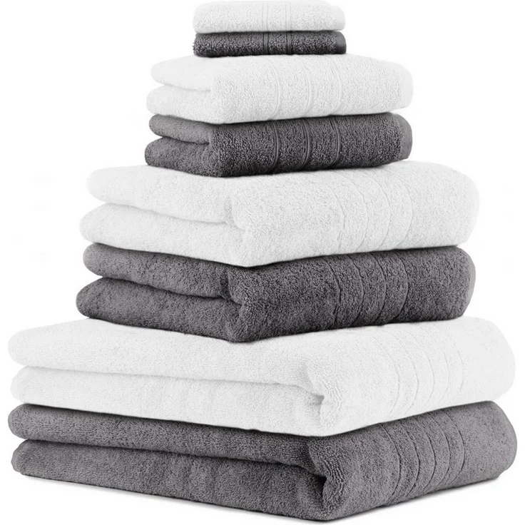 Betz Handtuch Set 8-TLG. Handtuch-Set Deluxe 100% Farbe weiß und anthrazit grau, 100% Baumwolle (Set, 8-St) – Bild 5