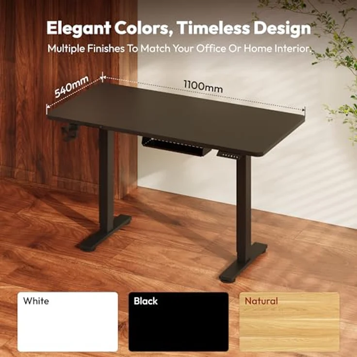 SANODESK Höhenverstellbarer Schreibtisch 110x60 cm mit KOMPLETTE TISCHPLATTE Schreibtisch Höhenverstellbar Elektrisch Ergonomischer Steh-Sitz Tisch Computertisch für Heimbüro Homeoffice(schwarz) – Bild 3