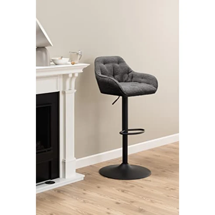 MID.YOU Barhocker Anthrazit, drehbar und höhenverstellbar, Textilbezug, 57x63-84x53 cm, Fußstütze, modernes Metallgestell – Bild 2
