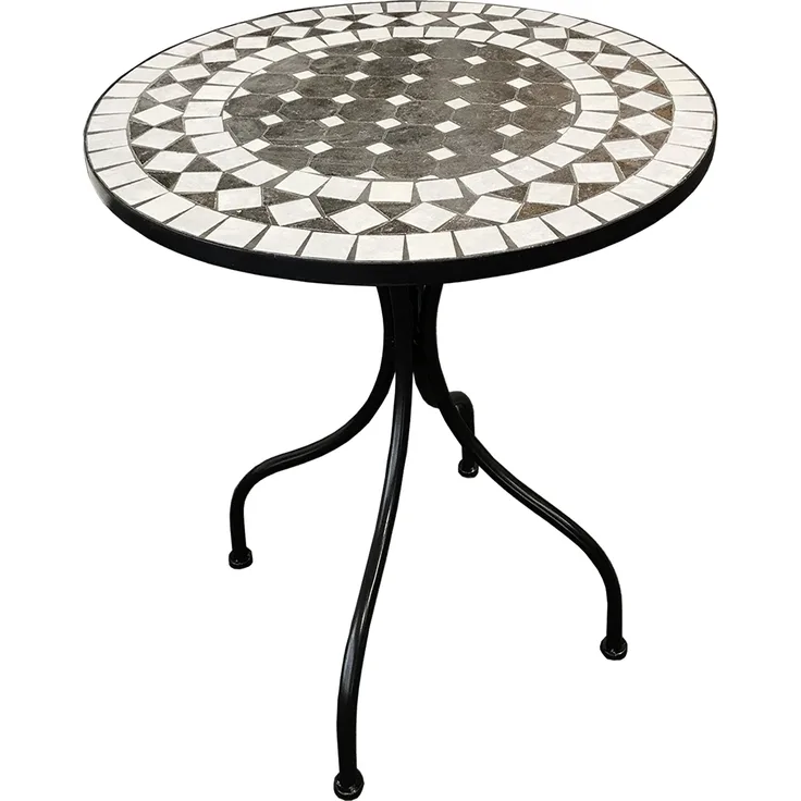 Edler Mosaik Tisch Gartentisch Bistrotisch 60cm Anthrazit/Grau