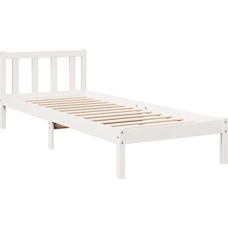 vidaXL Massivholzbett Extra Lang ohne Matratze Weiß 80x210 Kiefernholz 852429 – Bild 3