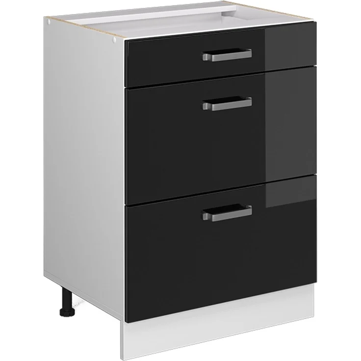 Küchenfront R-Line Schwarz Hochglanz 59.6 x 71.3 cm Möbelfront für den Schubladenunterschrank Vicco – Bild 5