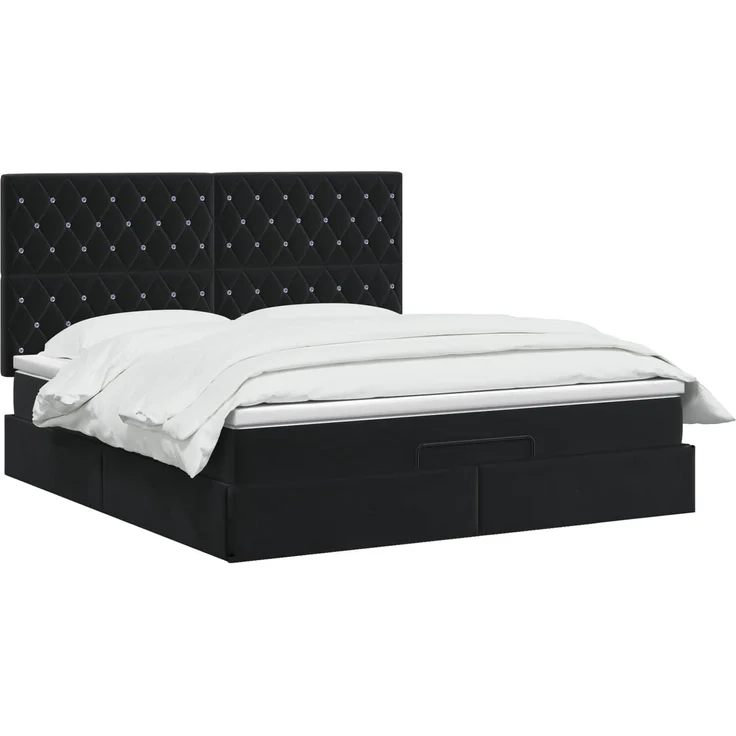 vidaXL Ottoman Bett mit Matratze Schwarz 180 x 200 cm Samt 3457667 – Bild 3