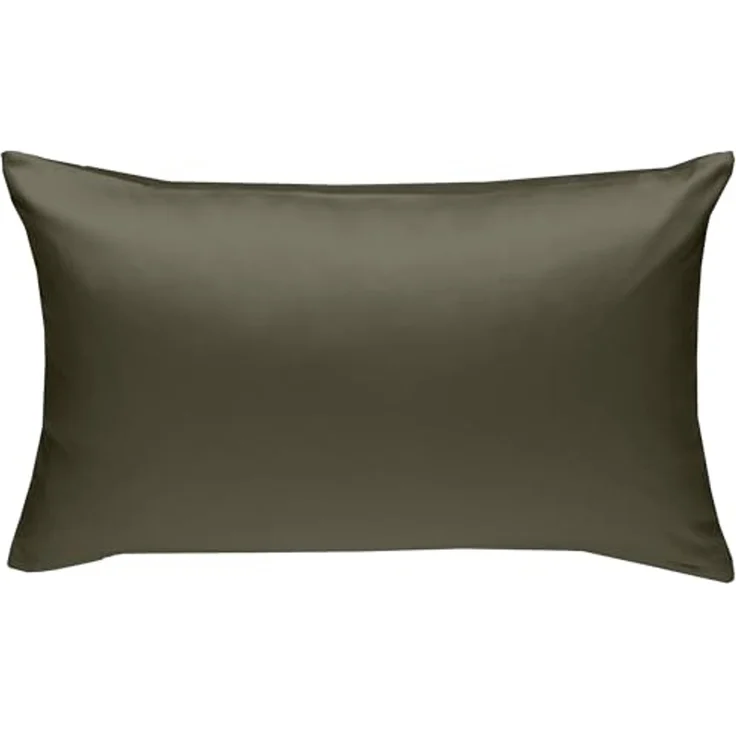 Mako-Satin / Baumwollsatin Bettwäsche uni / einfarbig dark olive Kissenbezug 60x80 cm – Bild 3