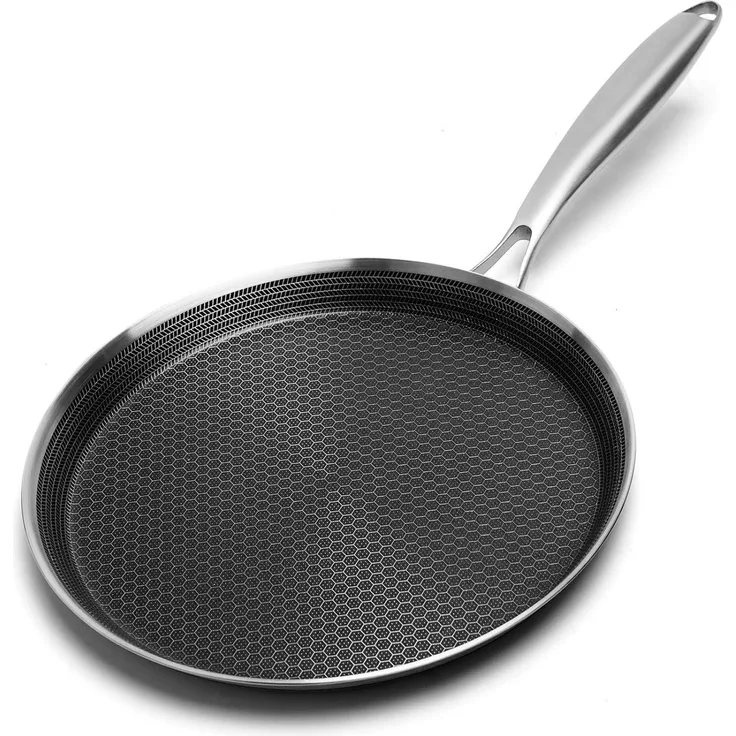 Crepe Pfanne 26 cm Edelstahl Antihaft Induktion Omlettpfanne Silber