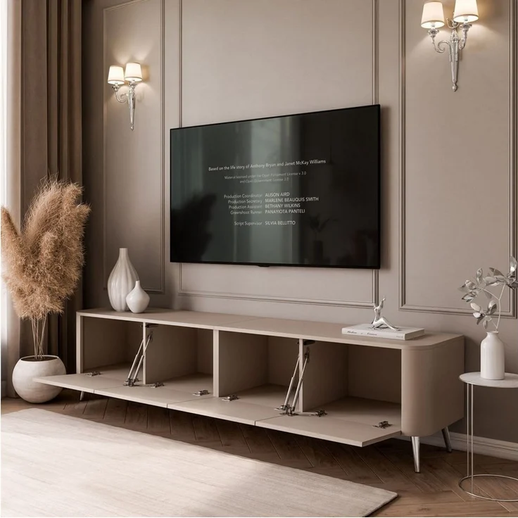 Lookway TV-Schrank CELESTE PUSH OPEN mit Beleuchtung auf Füßen (2x TV-Schrank mit LED Beleuchtung) 200x40x46,5 cm – Bild 4