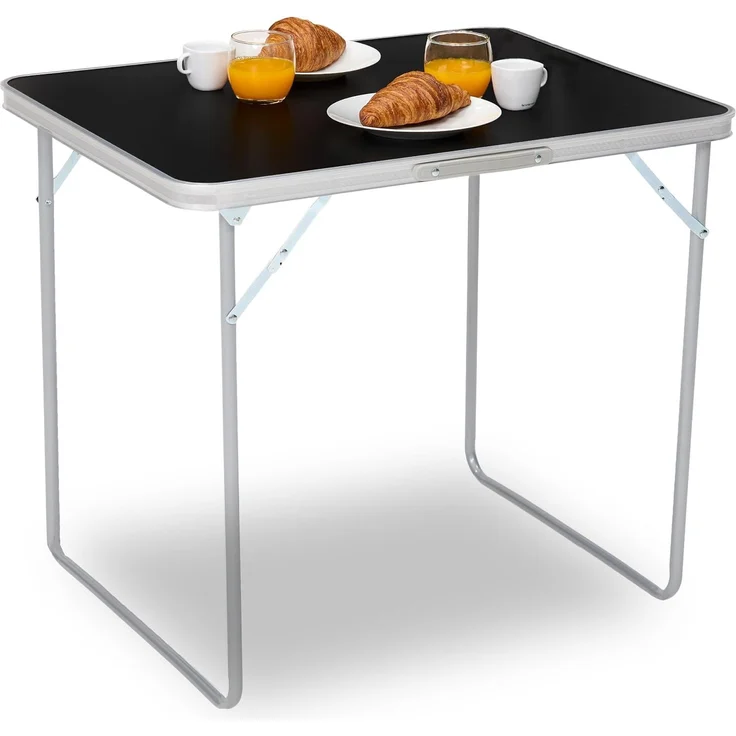Brixy Campingtisch - klappbar - Gartentisch - 80x60x70 cm - Außen/Innen - Tragegriff - Kompakt - Aluminium - Schwarz – Bild 1