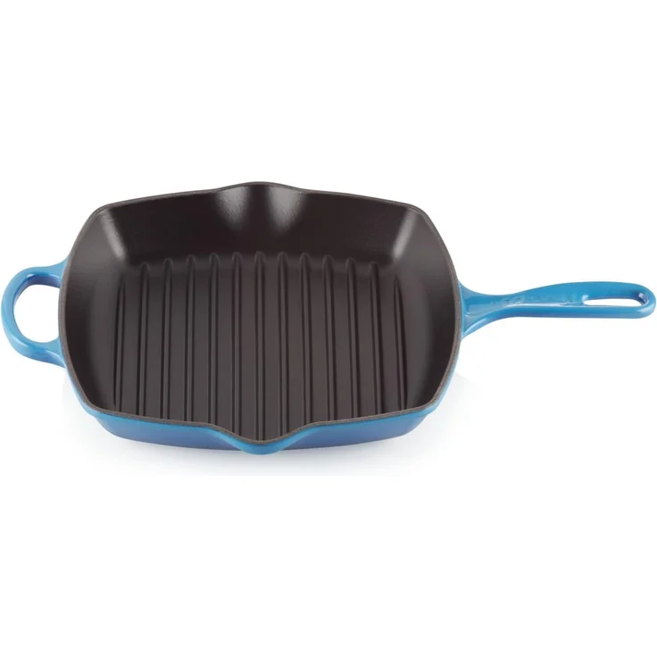 Le Creuset Grillpfanne quadratisch Signature 26 cm Azure - 25 bis 28 cm - Blau
