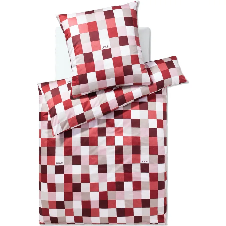 JOOP! Bettwäsche Mosaic Relaunch Ruby 4092 1 Mako Satin 155 x 220 + 80 x 80 cm